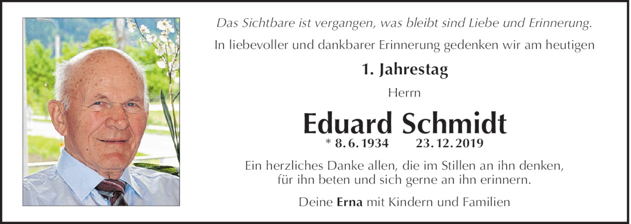 Jahrestag von Eduard Schmidt vom 23.12.2019 | Tiroler ...